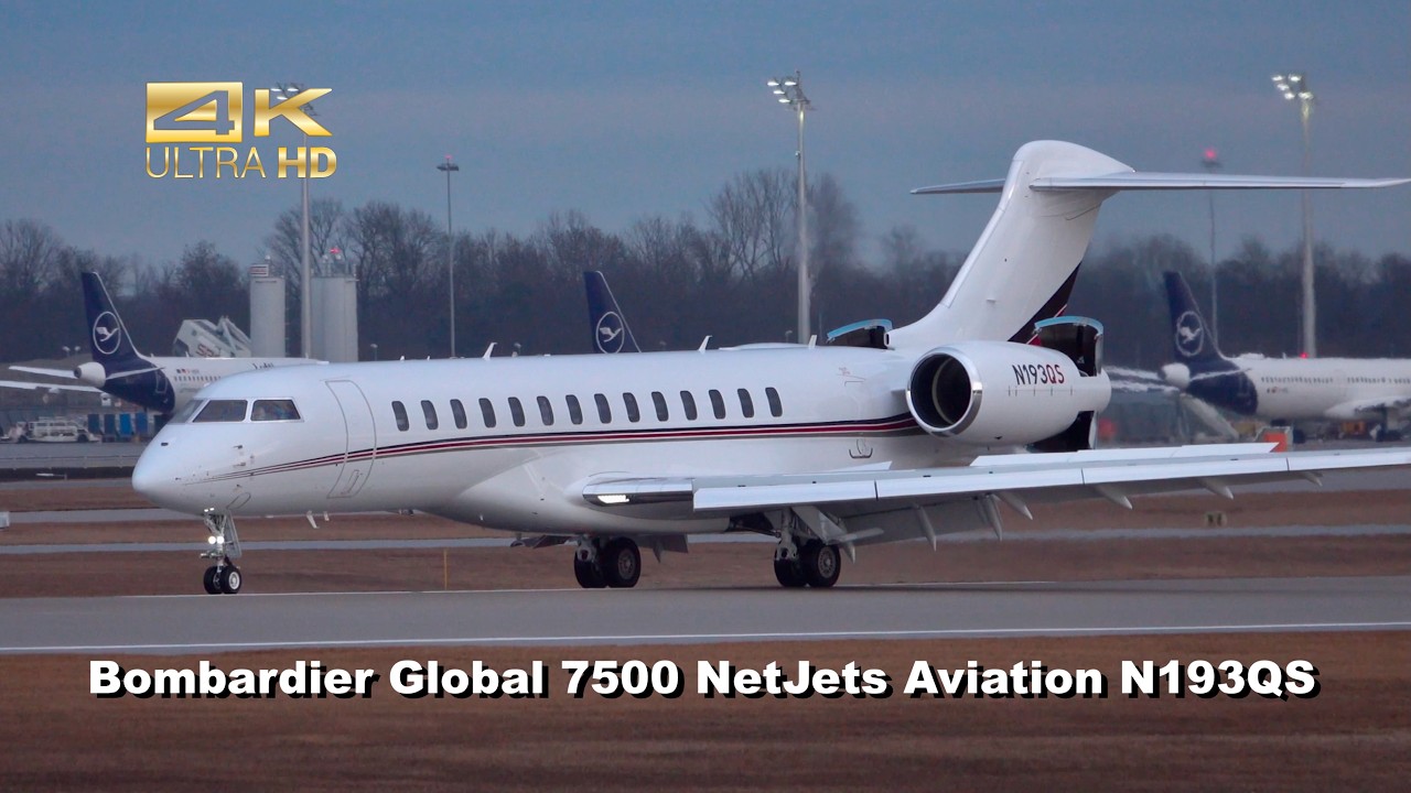 Bombardier Global 7500 from NetJets Aviation N193QS arrival at Munich Airport #aviation #vip #bizjet