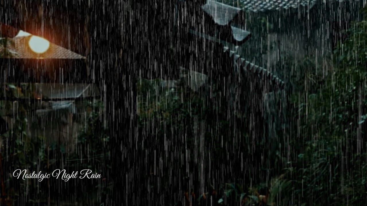 Nostalgic Night Rain at Quiet Village Home