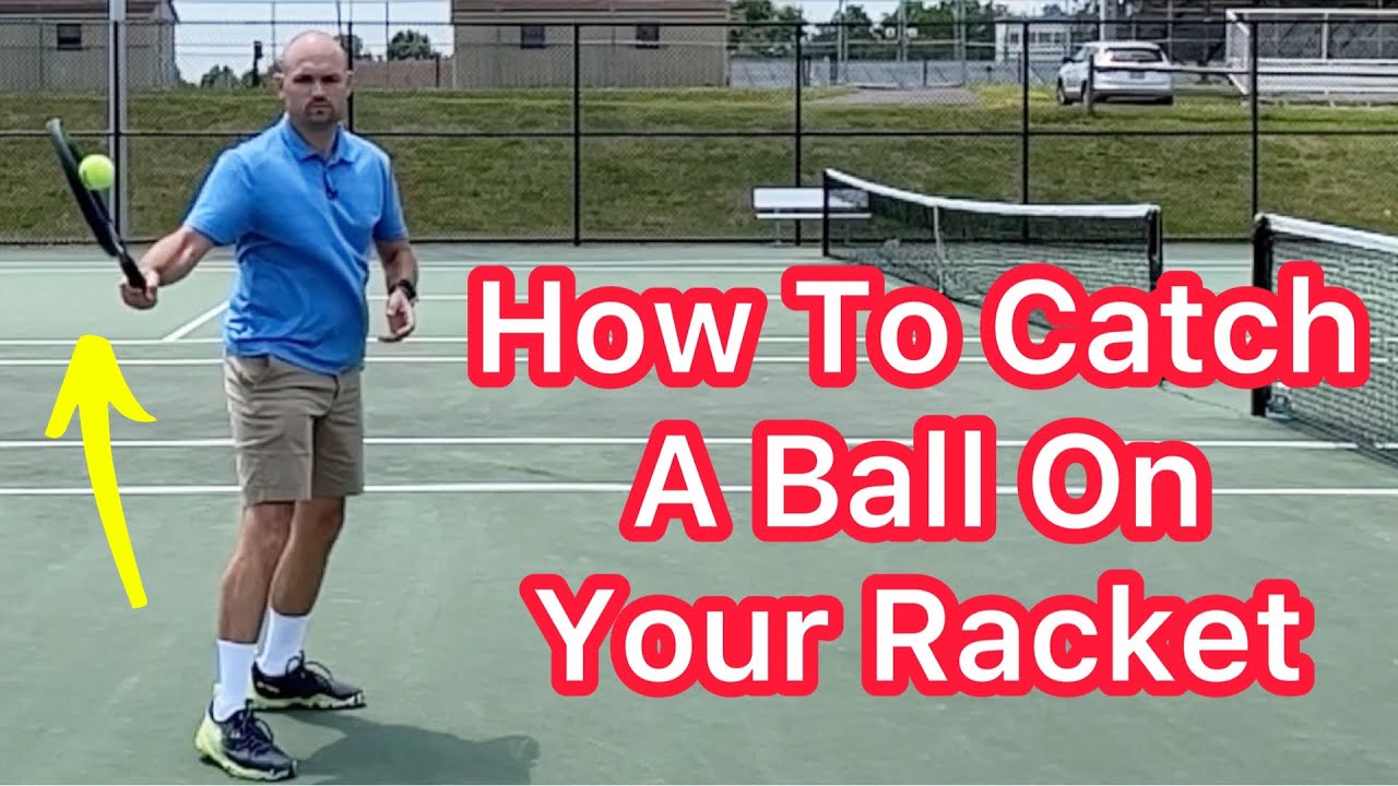 How To Catch A Tennis Ball On Your Racket (Tennis Trick Shot)