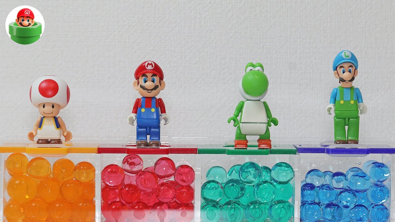マリオのおもちゃ ルイージやキノピオを不思議なボックスに入れてカラフルなボールを開放してみよう★SUPER MARIO TOYS