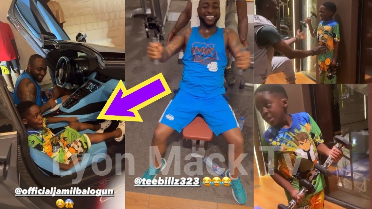 Davido Took Tiwa Savage son Jamil Inside His Lamborghini As The Hit The Gym  Together