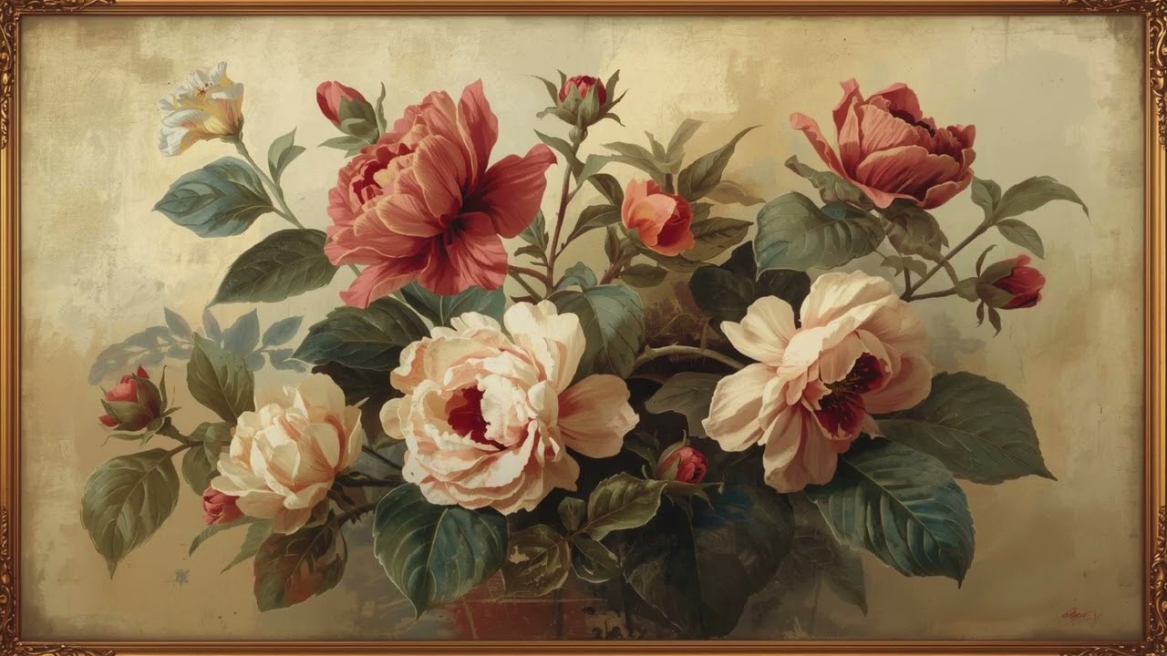 Tv Wallpaper in vintage style - Vintage flowers 4k - 2 hours