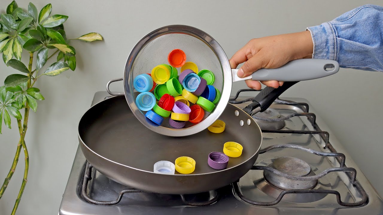 Te Asombrará lo que HICE con Tapas de Botellas Plásticas-3 Ideas FÁCILES y ÚTILES para el Hogar