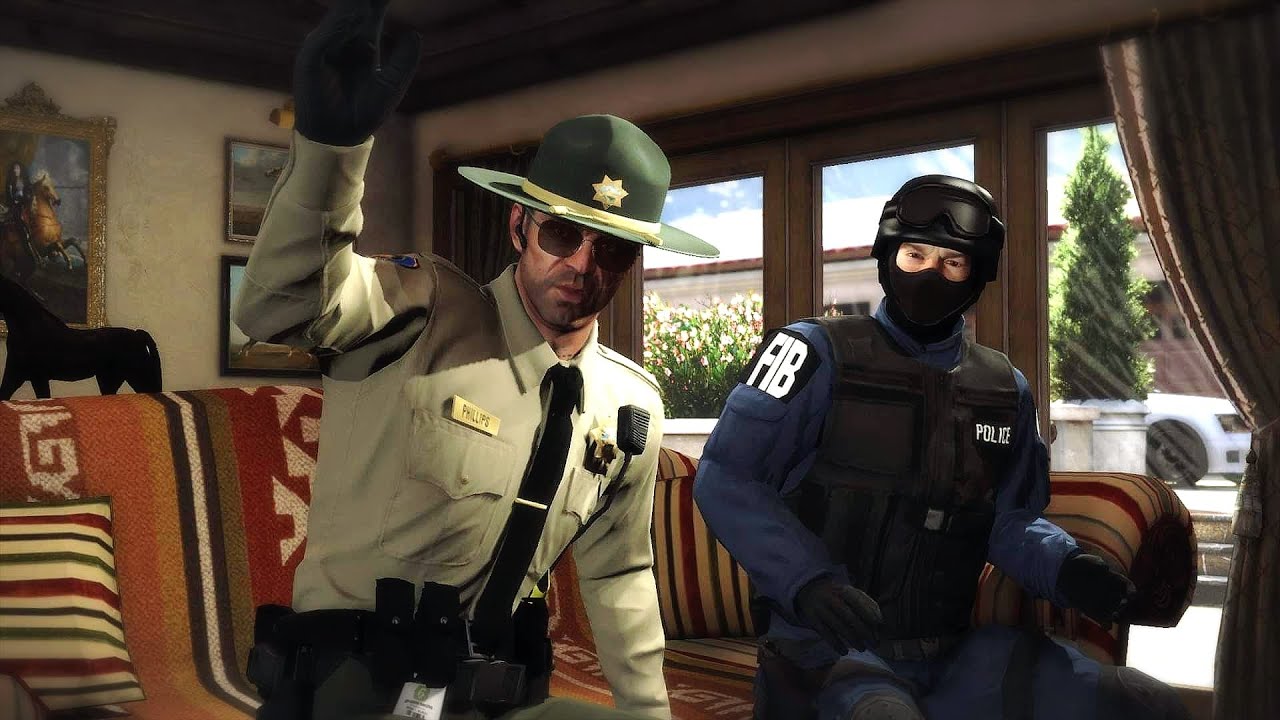 Миссия GTA 5 - Полиция Майкл и Полиция Тревор помогают Мартину в их финансировании