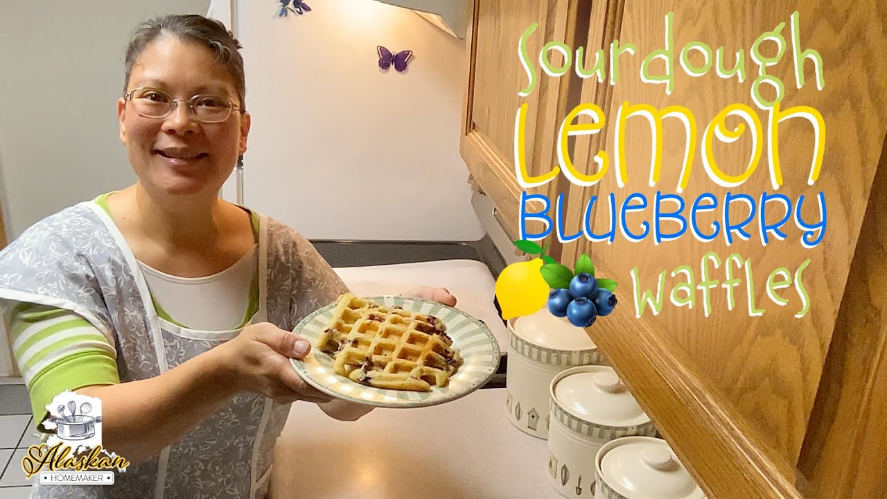 🍋Sourdough Lemon Blueberry Waffles🫐 Freezer Friendly