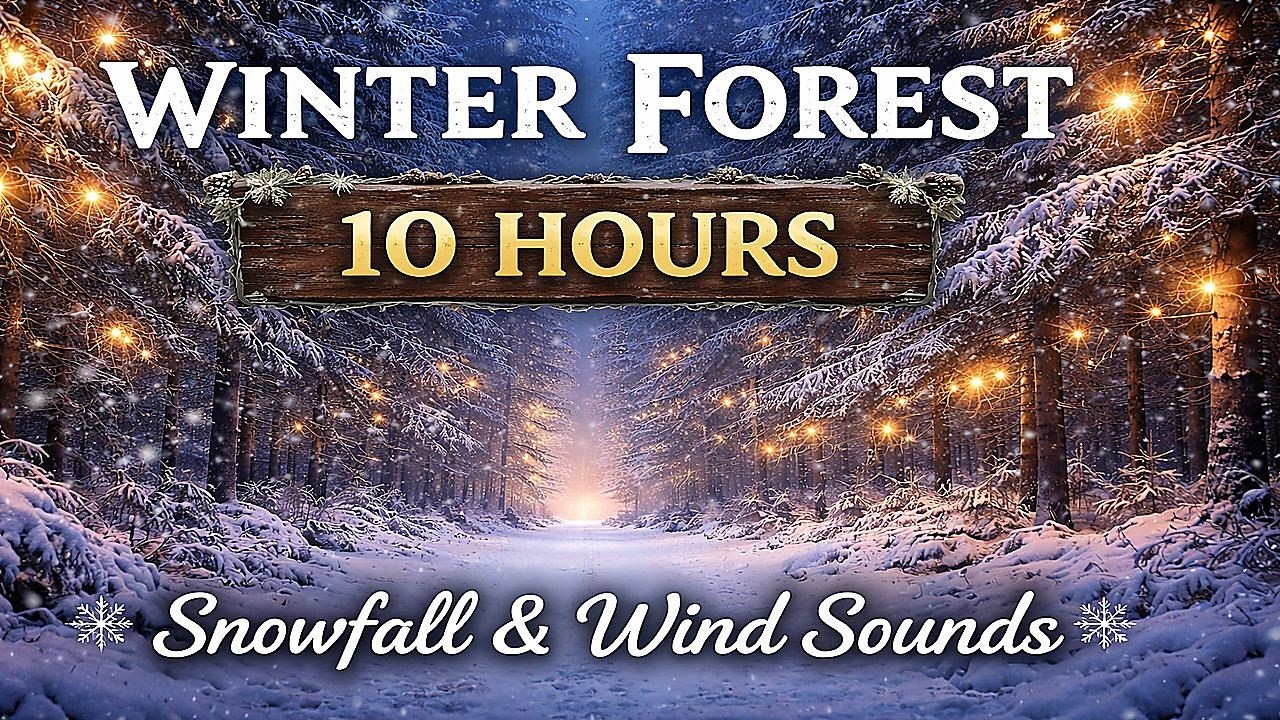 Winter Forest Sounds ❄️ Snowfall & Wind Ambience for Sleep, Study & Relaxation (10 Hours)