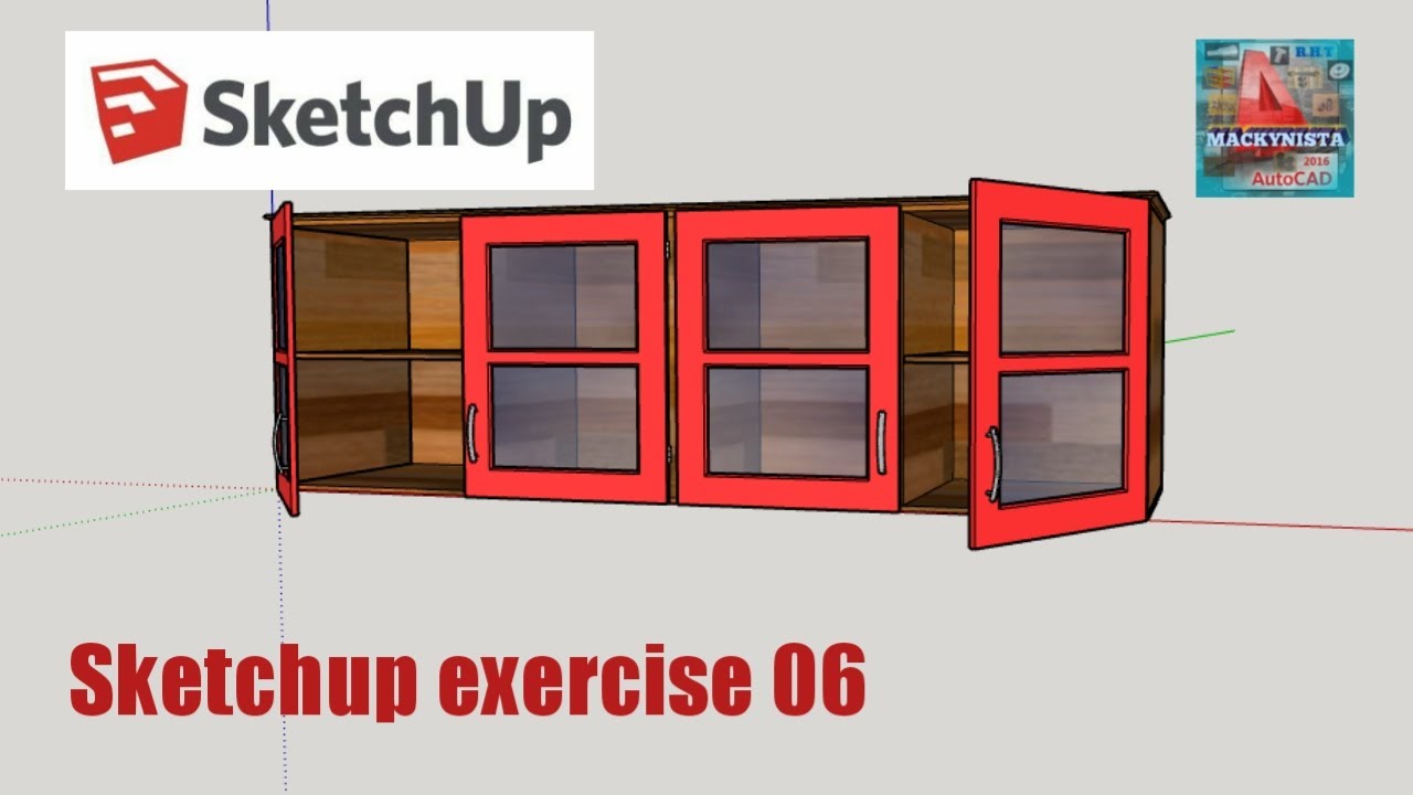 SketchUp tutorials How to draw a wall cabinet in sketchup