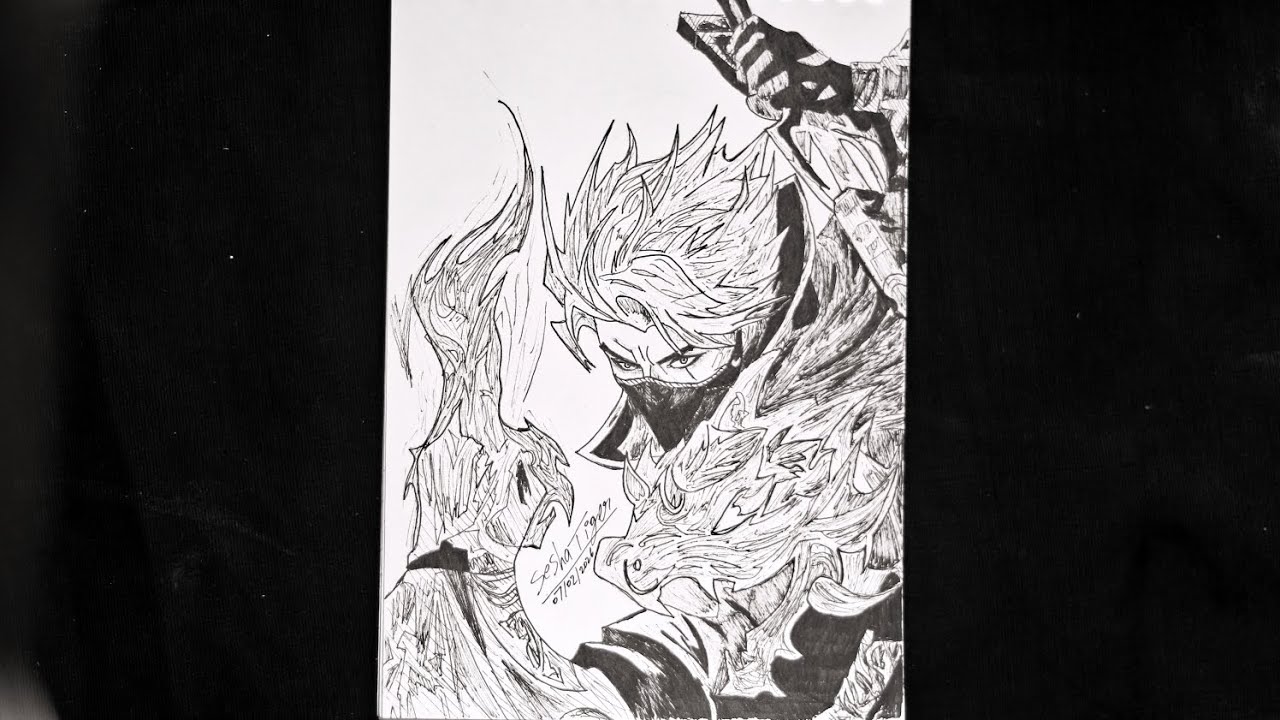 Hayabusa in Exorcist skin From Mobile Legends Bang Bang Sketch | Anime Drawing Challenge | Real-Time