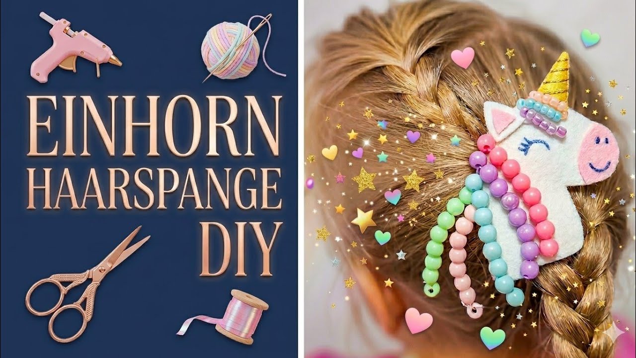 Einhorn-Haarspange leicht  basteln    Единорог заколка