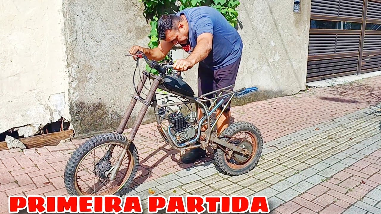 PRIMEIRA PARTIDA no MOTOR da MINI MOTO FEITA COM SUCATA NÃO FOI como ESPERAVA
