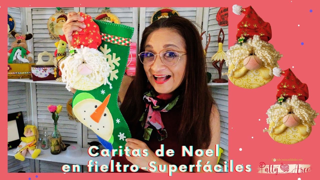 Como hacer caras de papa noel en fieltro 2024 | Mod 3 Melcochito