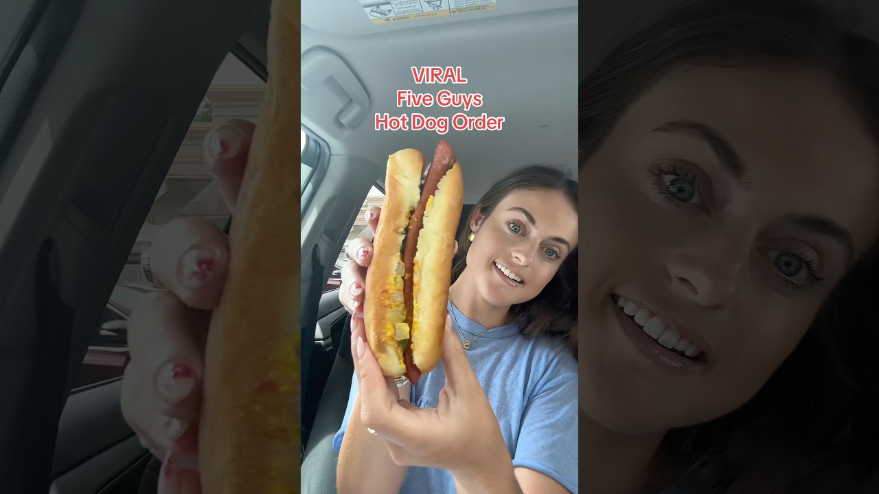 VIRAL Five Guys Hot Dog Order ❤️🌭#fiveguys #fiveguysmukbang #fiveguyschallenge #fiveguyshotdog