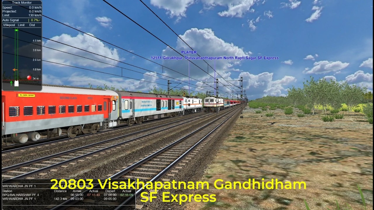 20803 Visakhapatnam Gandhidham SF Express Balharshah to Chandrapur In TGAR Route .