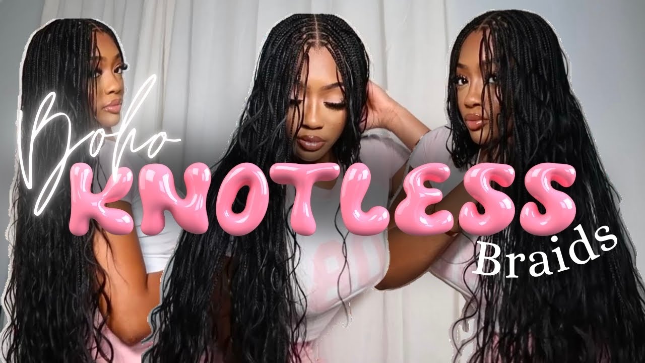 How to do small Boho Knotless Braids| Step by step tutoriall Using human hair!