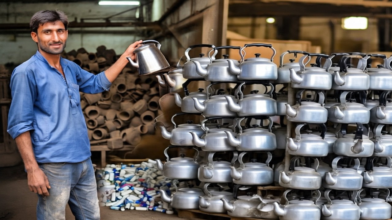 Amazing Process of Making Tea Kettle from Recycled Aluminium Scrap
