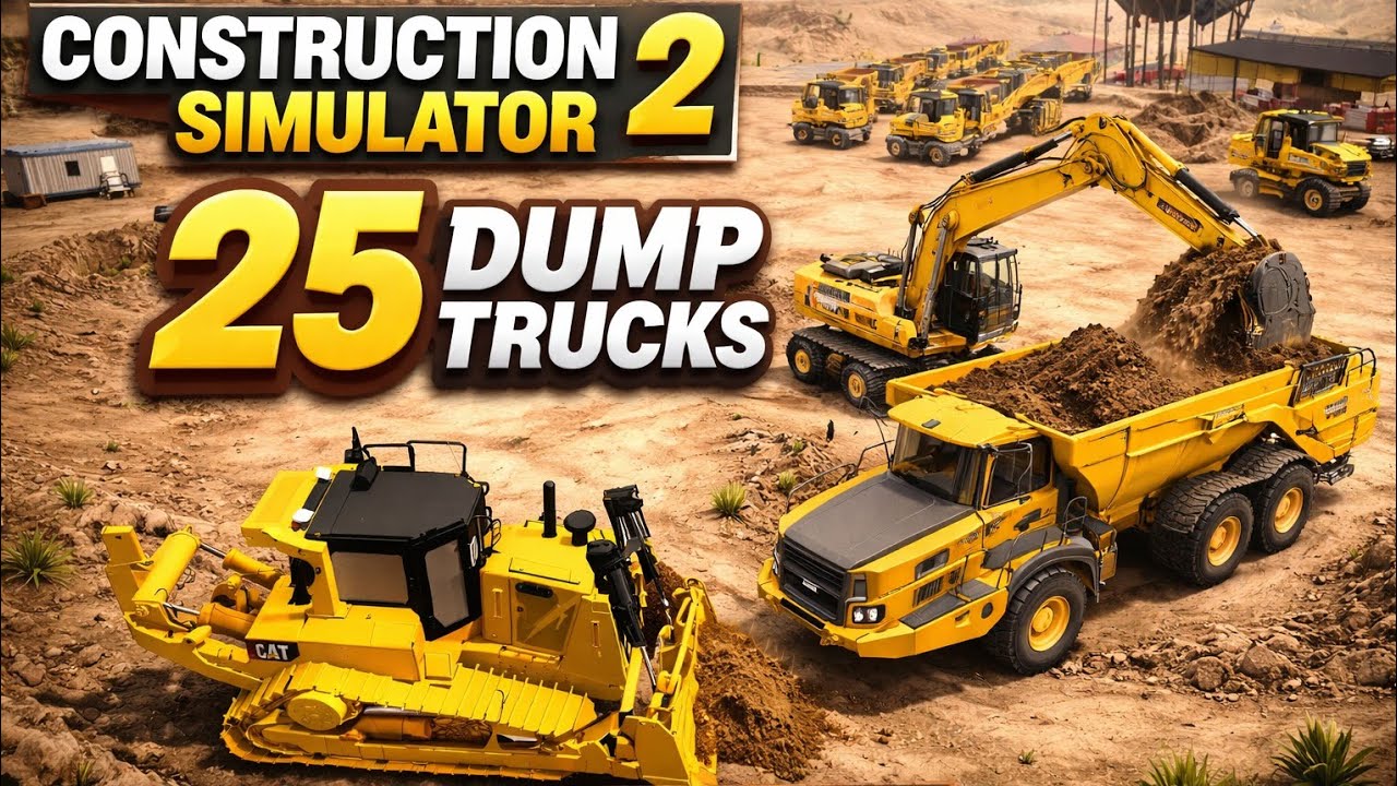  Day 1 “Construction Simulator 2: Loading 25 dump trucks with soil.” 🚧