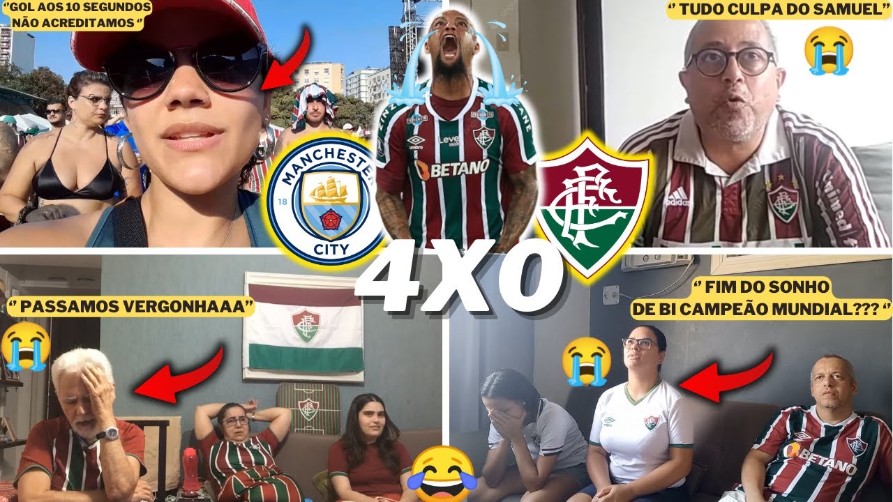 REAÇÕES TRICOLORES SEM MUNDIAL E FIM DO SONHO - MANCHESTER CITY 4X0 FLUMINENSE- VAMOS RIR KKKKKK