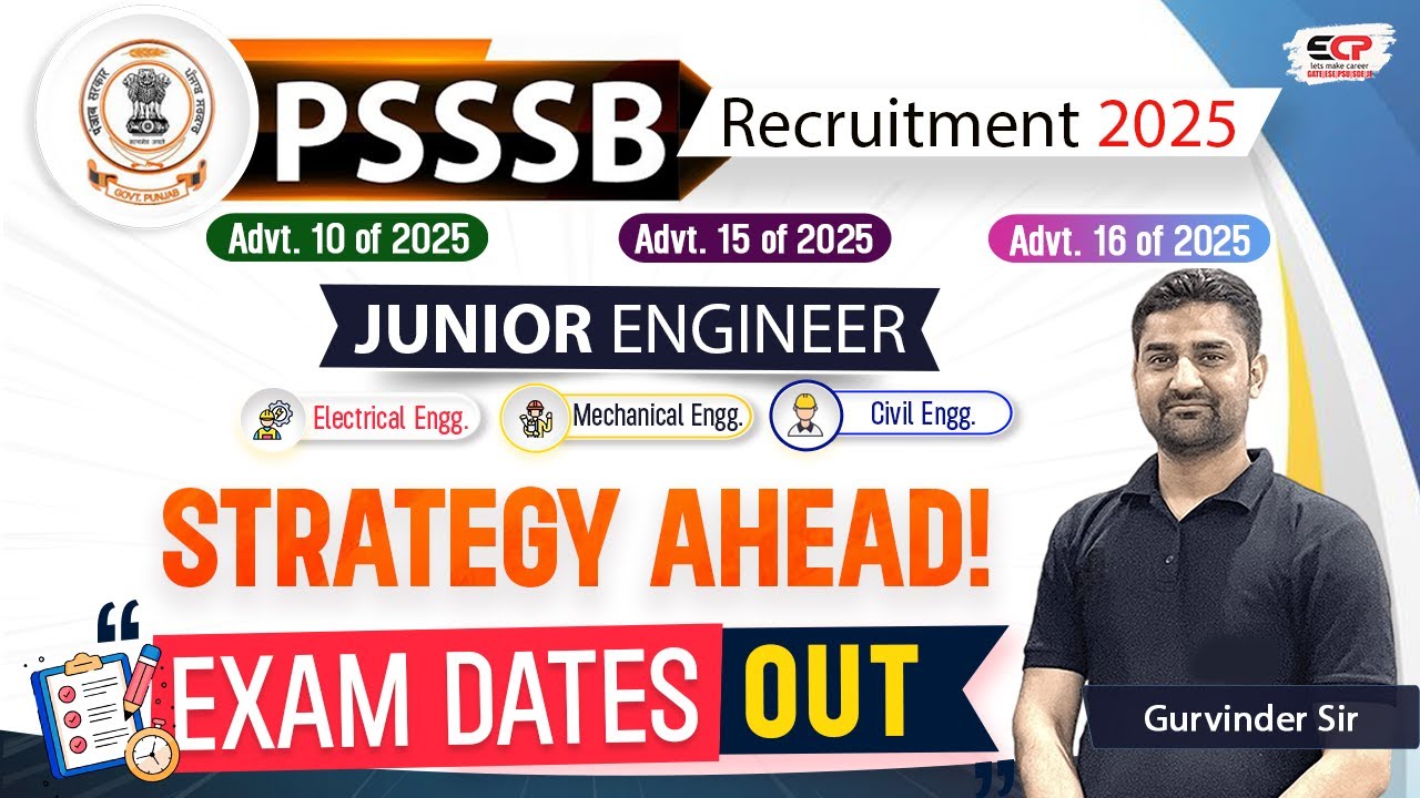 Strategy ahead as PSSSB JE Advt 10,15, 16 of 2025 Exam dates out | Civil, Mechanical, Electrical