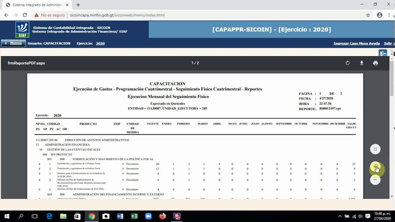 Ejecuci&oacute;n de Metas Sicoin