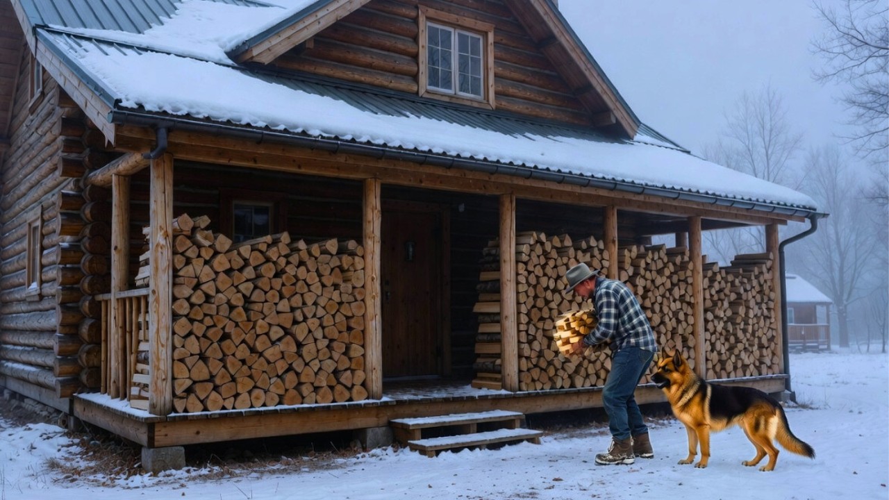 Neighbors Laughed When He and His Dog Built a Firewood Shed Around the House—Until the Icy Cold Hit