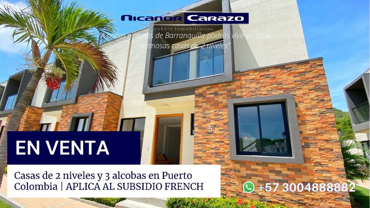 🚩Casa en VENTA de 2 niveles 3 alcobas en Puerto Colombia en #Atlántico - Aplica subsidio French 🏠