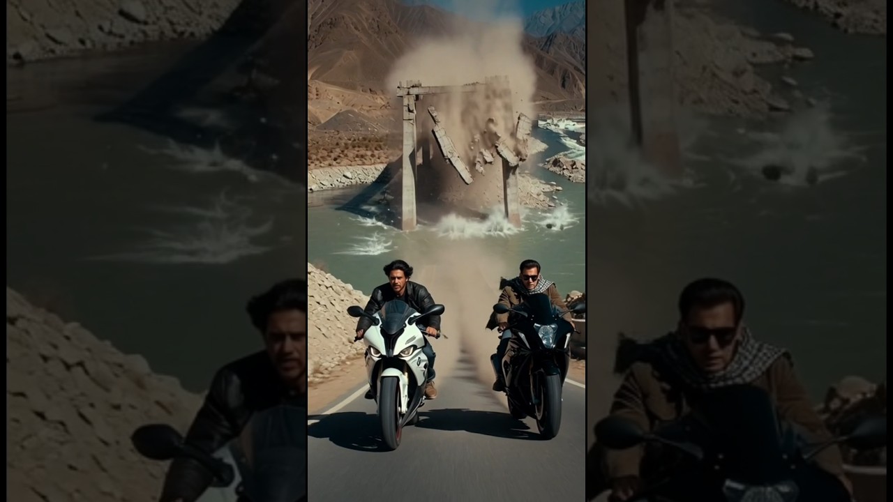 SRK vs Salman Khan Bike Race - Ladakh Bridge Attack 🔥 (Pathaan vs Tiger)