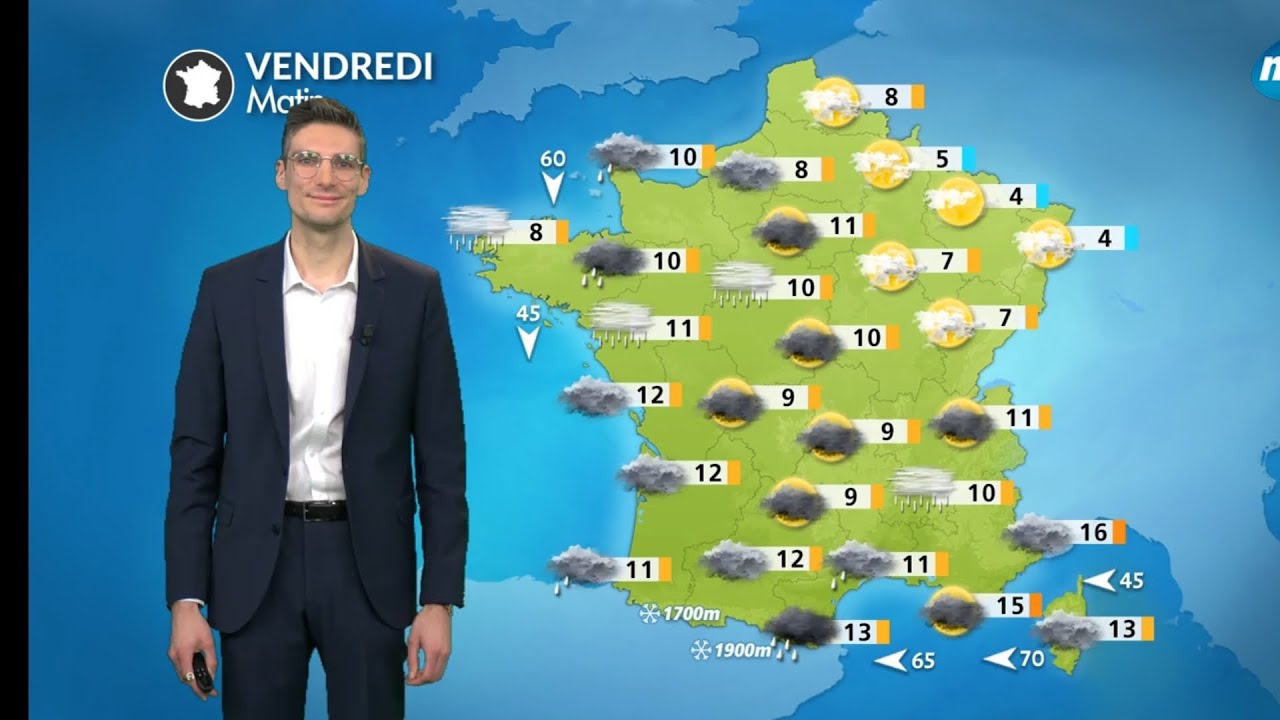 Météo du Vendredi 6 Mars 2026 : Temps calme au nord-est, perturbé au sud avec la dépression Regina.
