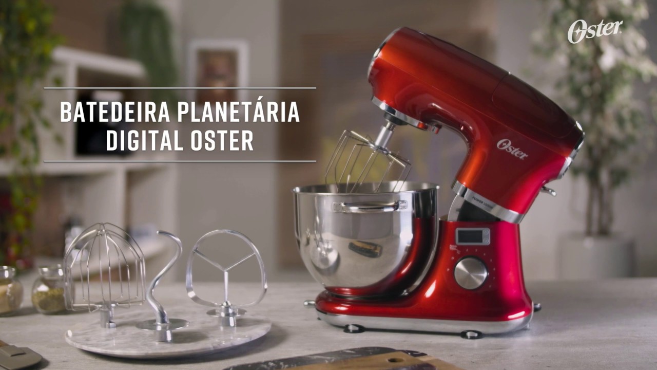 Batedeira Planet&aacute;ria Digital Oster&reg; Bowl Inox 5L | Kit Completo