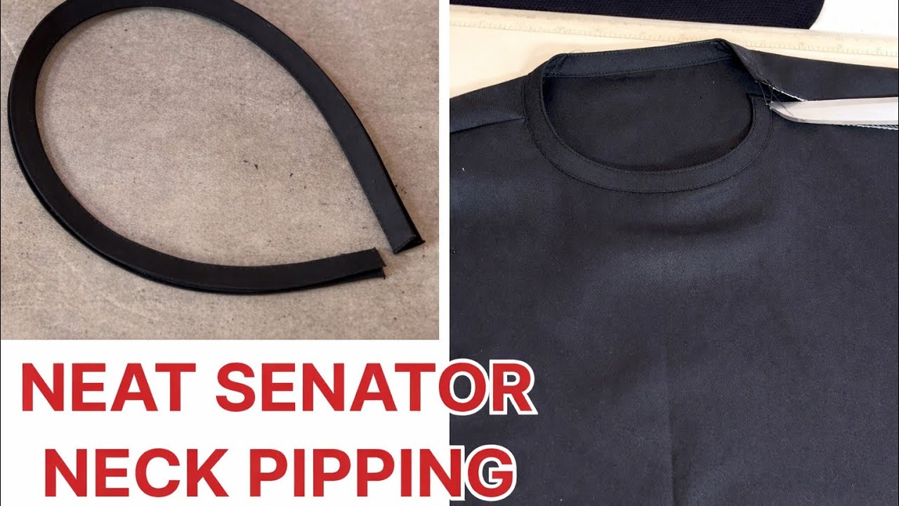 How to Sew Senator Neckline Piping | Beginner Tailoring (African Men’s Wear) well detailed 