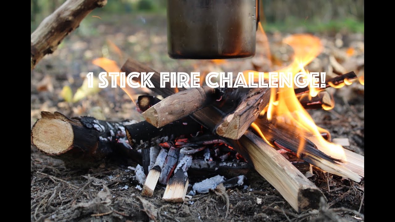 1 Stick Fire Challenge - making a brew with just one stick bushcraft challenge