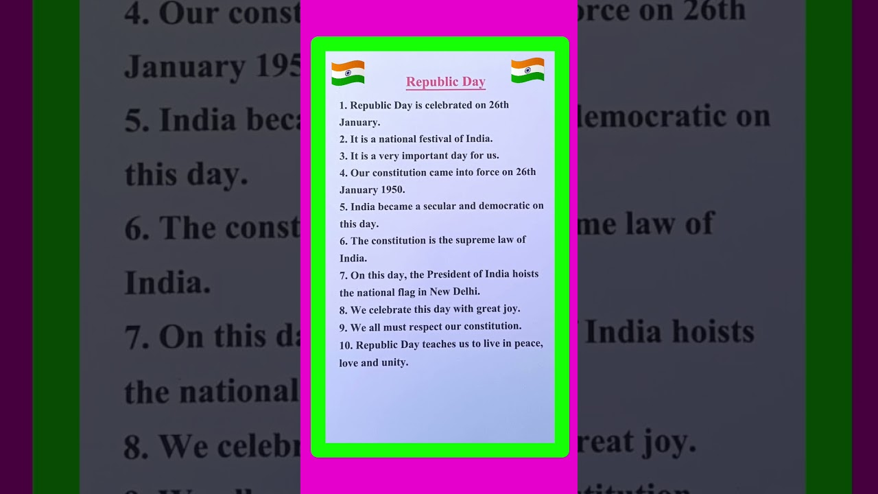 10 Lines On Republic Day in English/Essay On Republic Day in English/Republic Day Essay in English
