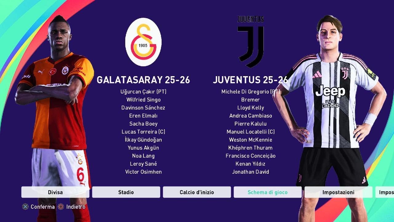 eFootball PES 2021 - Champions-League 2025/26 Galatasaray - Juventus + Telecronaca