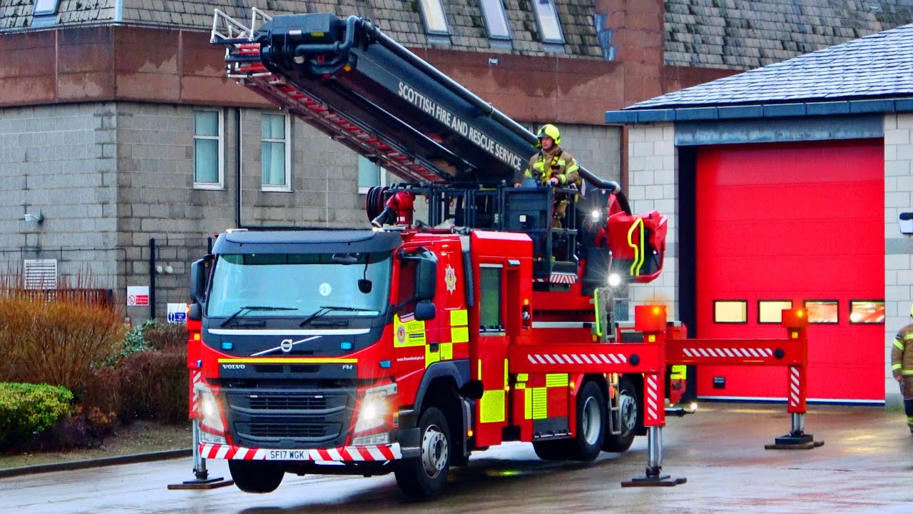 Ladder Truck Extended outside of Fire Station - Scottish Fire and Rescue Service