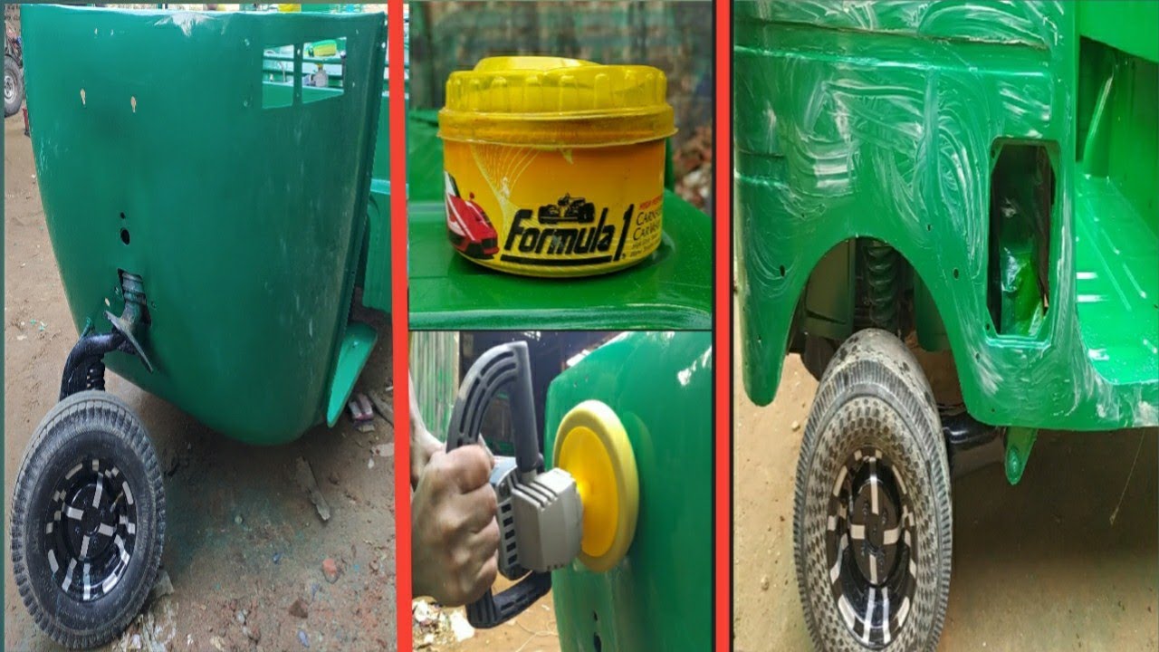 polishing an old autorickshaw. 🛺