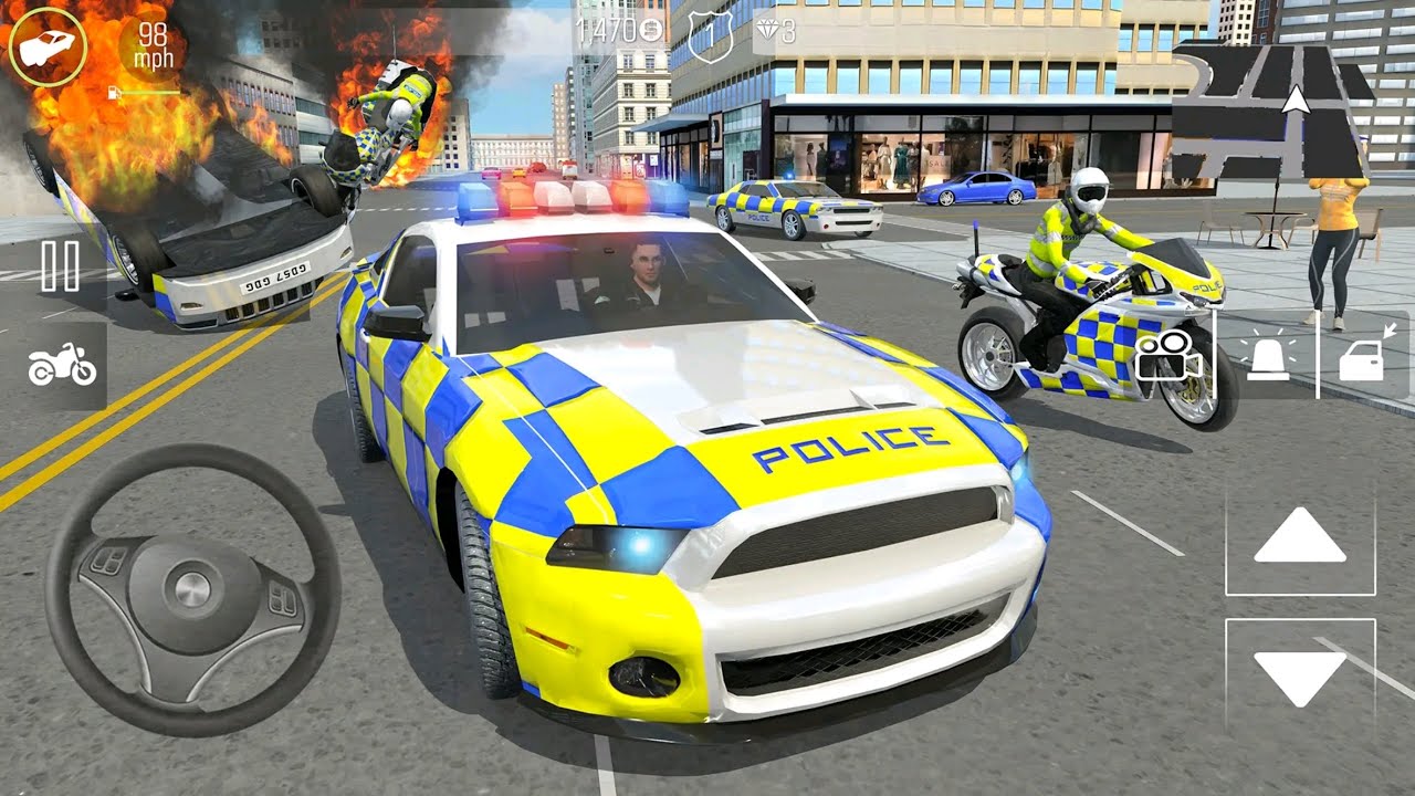 Police Car Driving Motorbike-Stop the criminals and arrest the thieves!