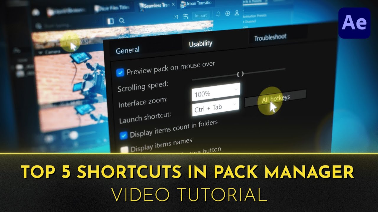 Top 5 Shortcuts in Pack Manager | Video Tutorial | After Effects