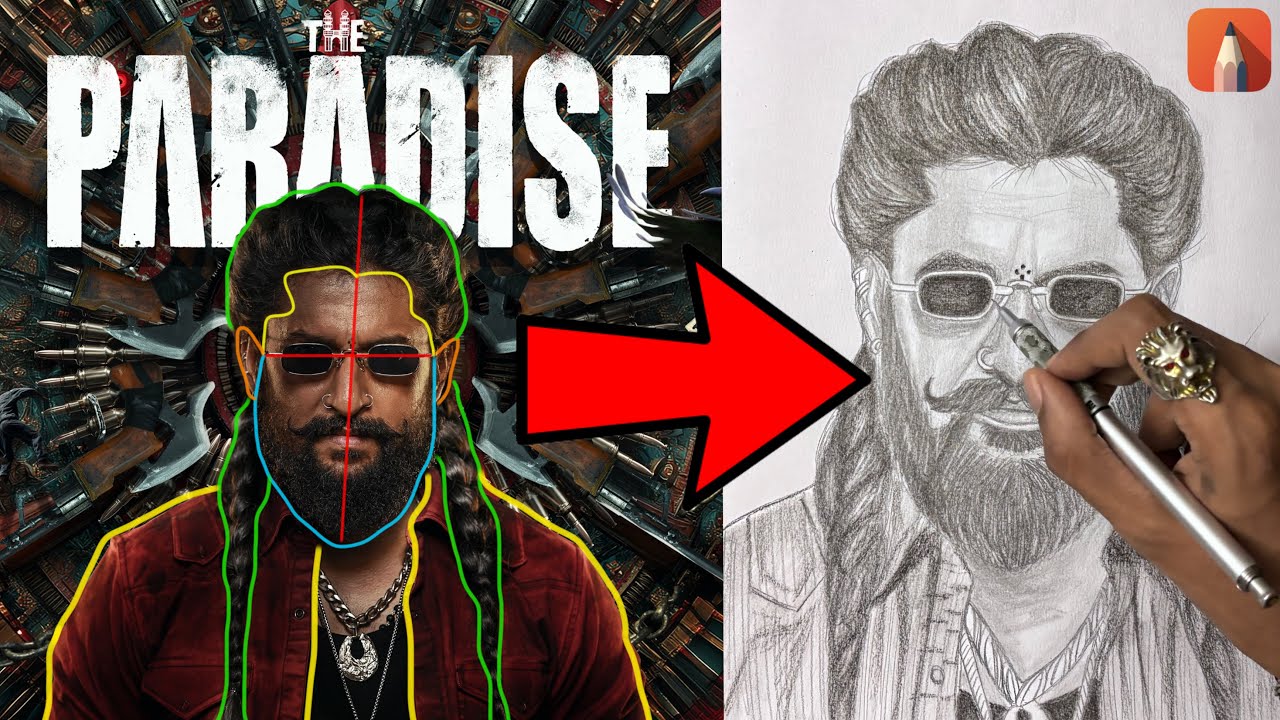 How to Draw Nani as Jadal Zamana 🔥 The Paradise (2026) 🐦‍⬛ Realistic Pencil Sketch ✍🏽 