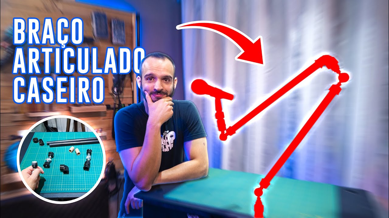 BRAÇO ARTICULADO CASEIRO ( MUITO SIMPLES ) Para Microfone, câmera, luz e etc