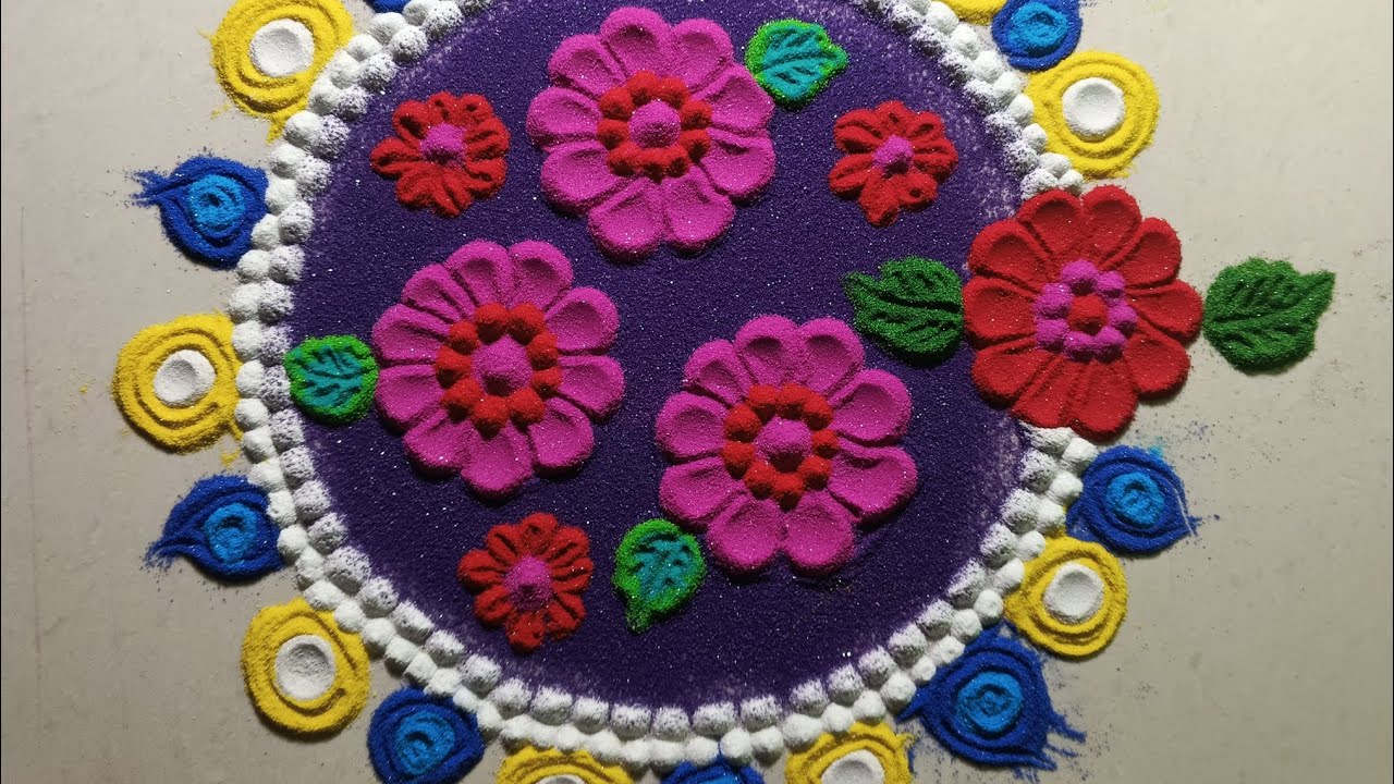 Beautiful Flower Rangoli | Simple Rangoli | Rangoli Video | Easy Rangoli #rangoli#viral#video 