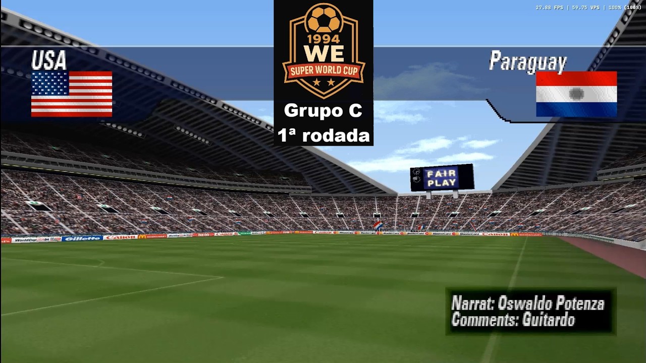 ESTADOS UNIDOS X PARAGUAI | SUPERCOPA DO MUNDO WE 1994 | GRUPO C | 1ª RODADA