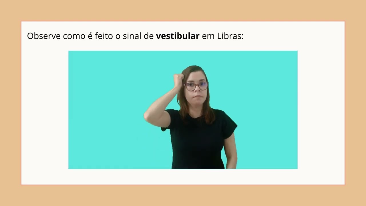 Veja como realizar o sinal de vestibular em Libras.