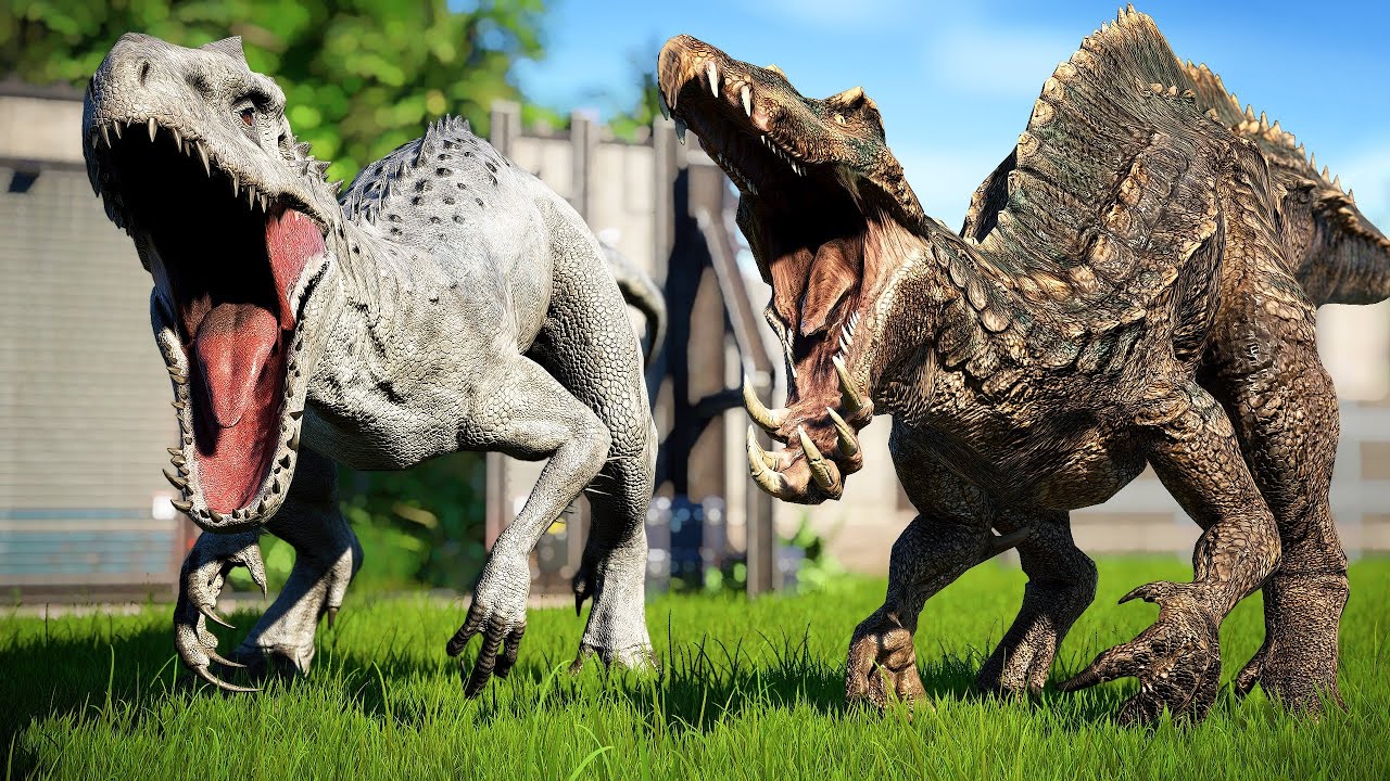 Indominus Rex vs Dracodentitan | New Hybrids Fight & Breakout 🌍 Jurassic World Evolution Jurassic TV