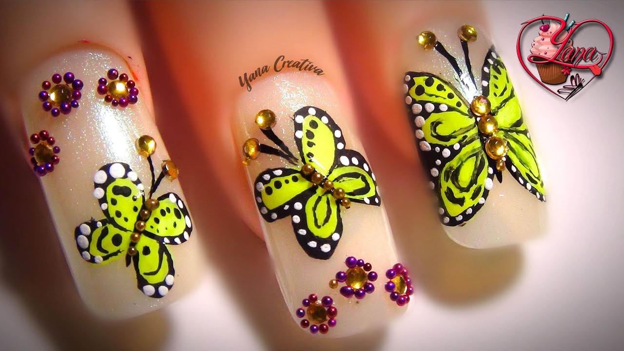 Decoraciones de U&ntilde;as Mariposa Amarilla - Yana - Nail Art