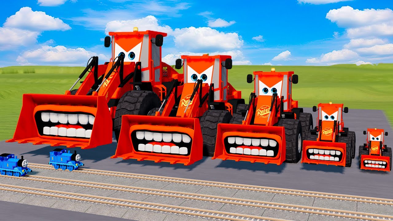 Big & Small Bulldozer Truck Lightning Mcqueen vs Trains Thomas | BeamNG.Drive