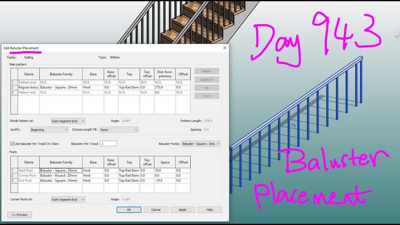 Revit Exercise (Day 943) - Let's talk about Baluster Placement