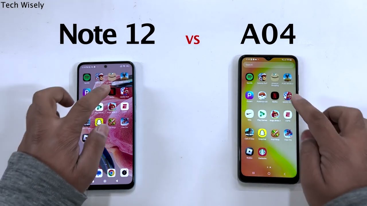 Xiaomi Redmi Note 12 vs SAMSUNG A04 - Speed Test