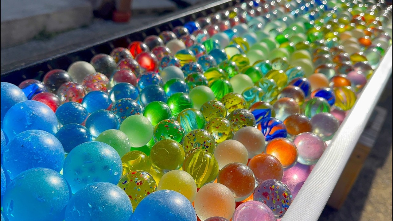 100Marble Run Race ☆ Colorful Rainbow Course × Clear Aquarium