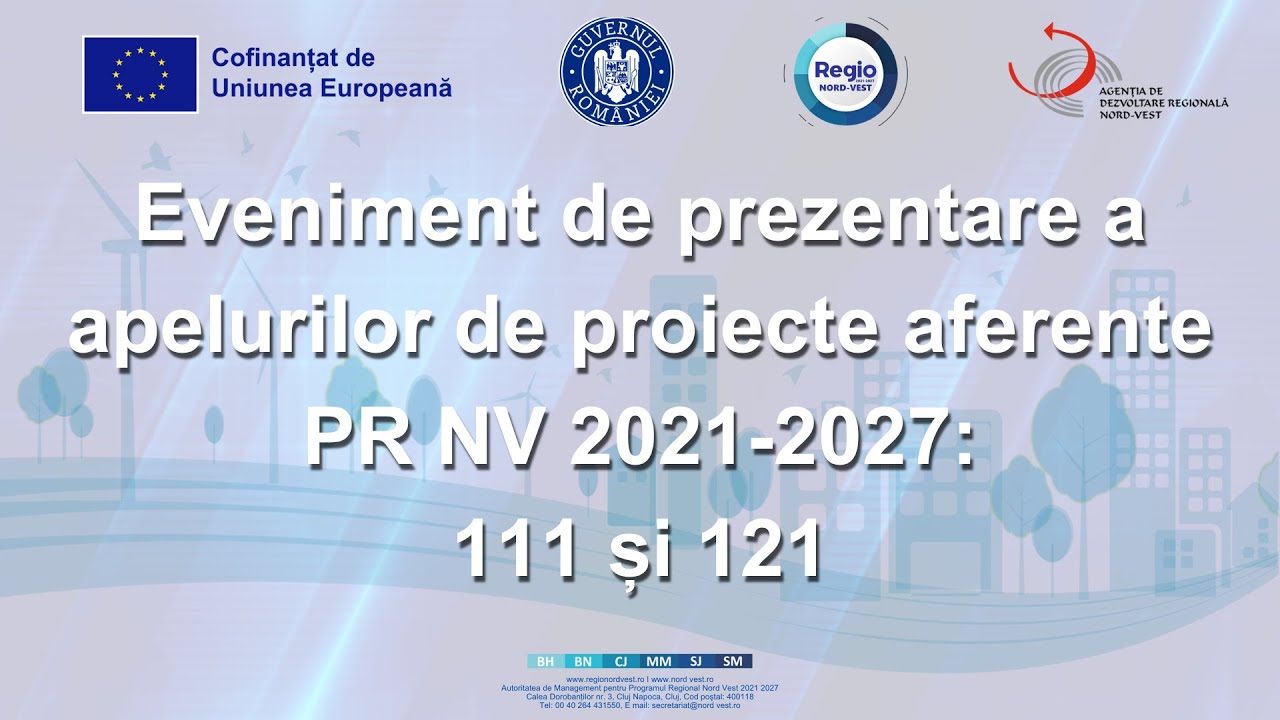 Eveniment de prezentare a apelurilor de proiecte aferent PR NV 2021-2027: 111 și 121