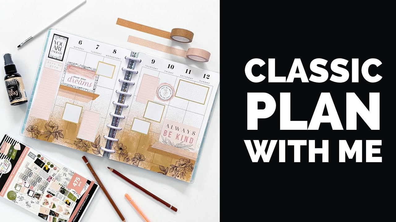 Plan With Me // Classic Happy Planner // Modern Farmhouse and Botanicals // Dylusions Ink Spray