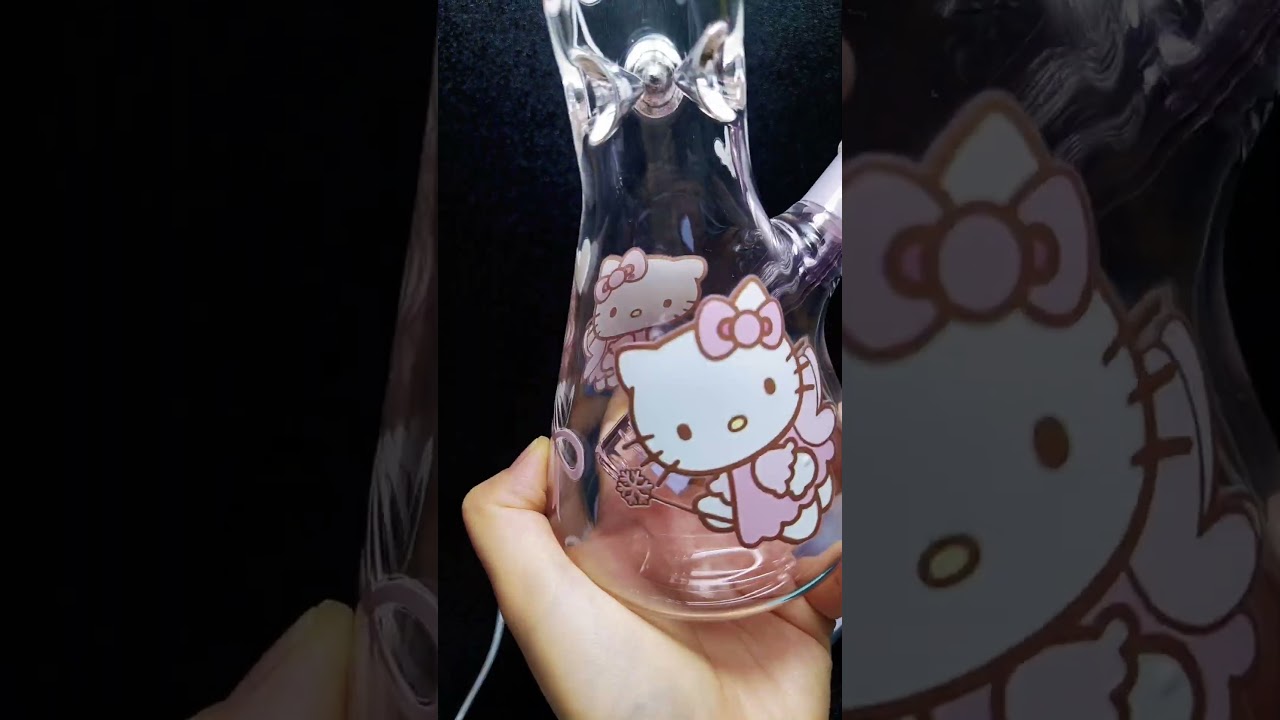 10&Prime; Pink Cute Fairy Hello Kitty Glass Beaker Bong